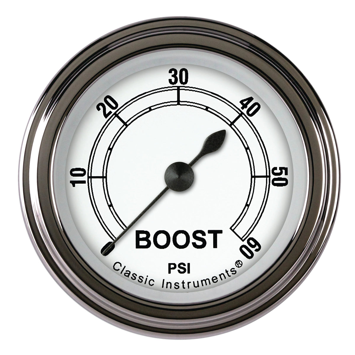 Classic Instruments Classic White 2-1/8" Boost Gauge (60 PSI) - CW143SLF