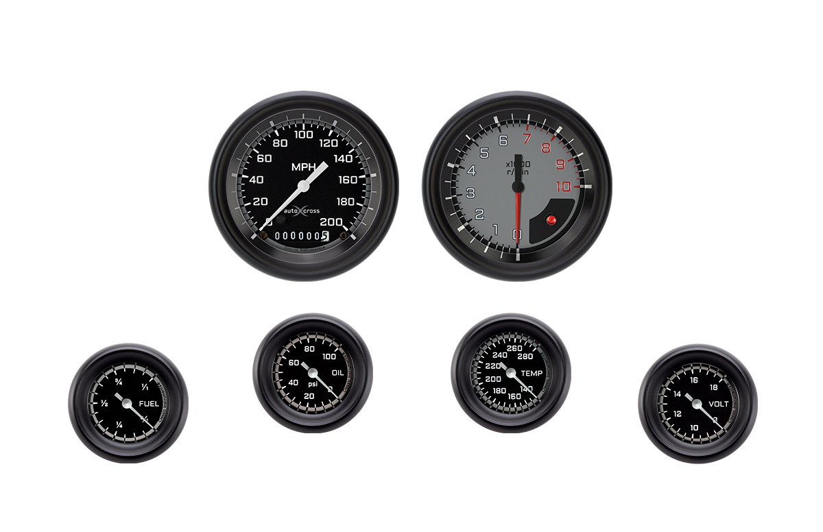 Classic Instruments AutoCross Gray Six Gauge Set - AX101GBPF