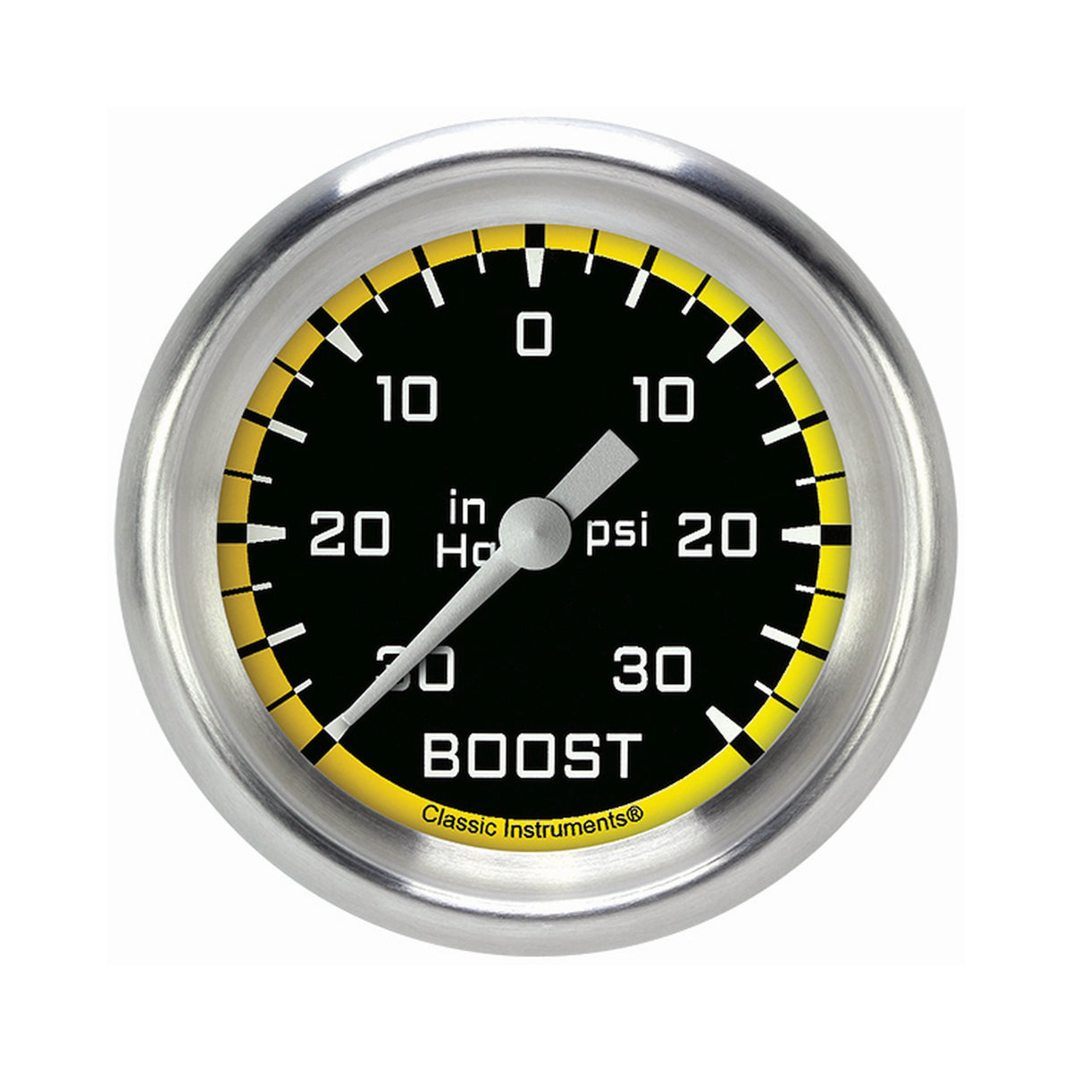 Classic Instruments Autocross Yellow 2-5/8" Boost/Vacuum Gauge - AX341YAPF
