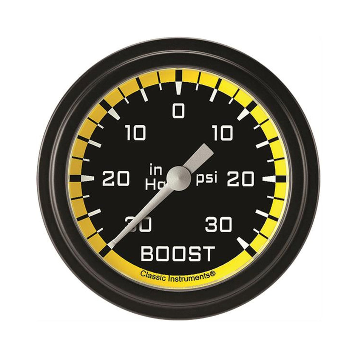 Classic Instruments Autocross Yellow 2-5/8" Boost/Vacuum Gauge - AX341YBLF