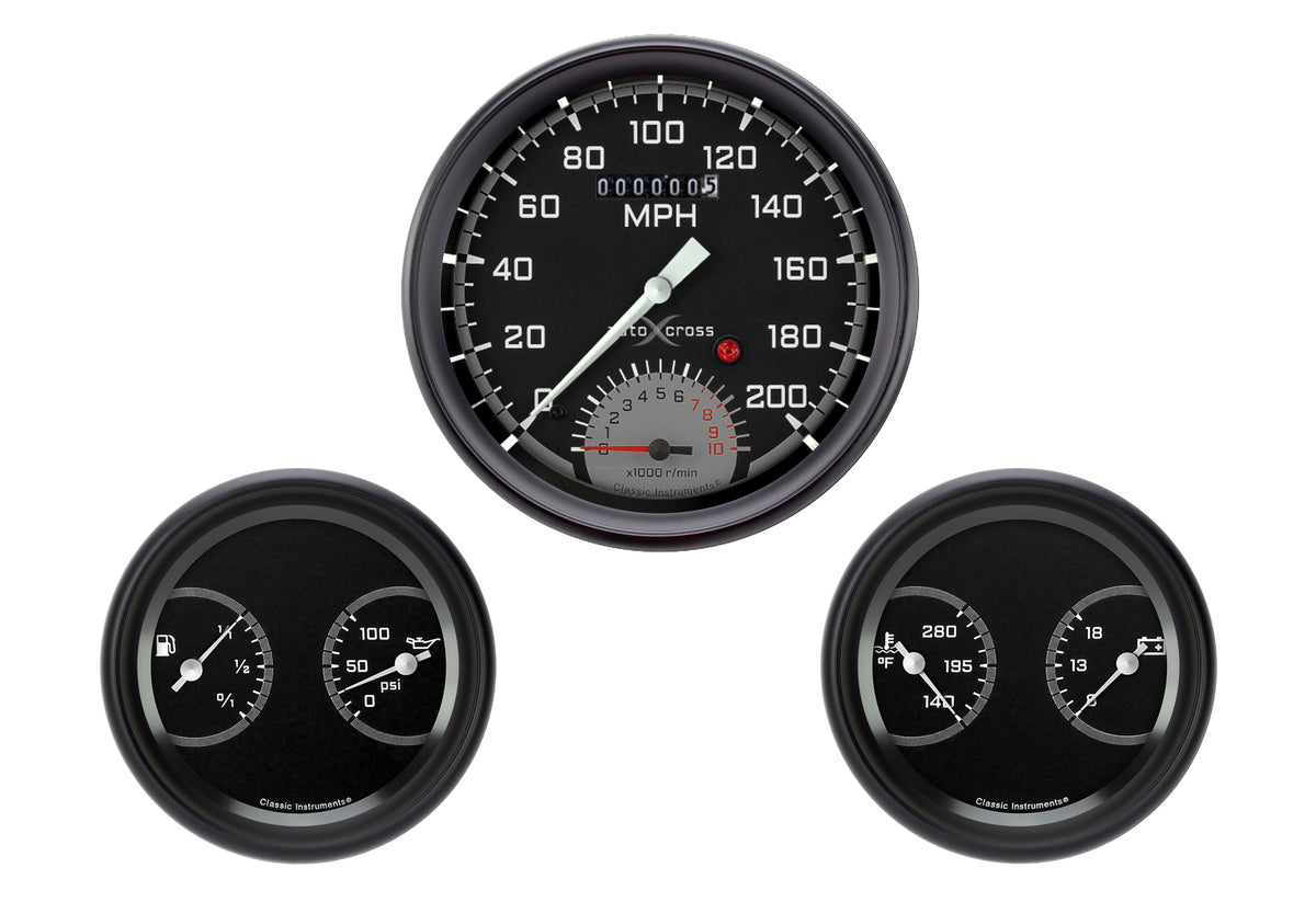 Classic Instruments AutoCross Gray 5" SpeedTach with Two 3" Dual Gauges - AX61GBPF