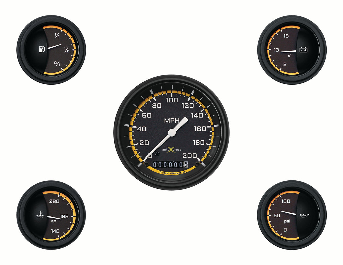 Classic Instruments Autocross Yellow Six Gauge Set - AX00YBLF