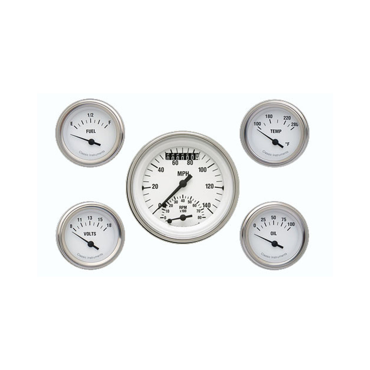 Classic Instruments White Hot 3" Ultimate With 2-1/8" Fuel/Temp/Volt/Oil GM - WH35SLC