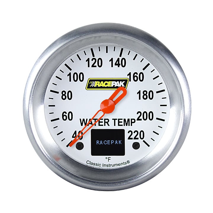 Classic Instruments Racepak 2-5/8" Stock Elim Temp White - 250-CI-329WA
