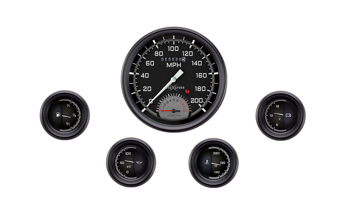 Classic Instruments Autocross Gray 4-5/8" Speedtachular (Speedometer/Tachometer Combination) - AX65GBPF