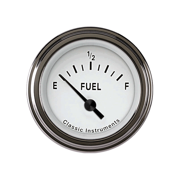 Classic Instruments Tetra 2-1/8" White Fuel Level Gauge (0-30 Ohm) - TE14WSLC