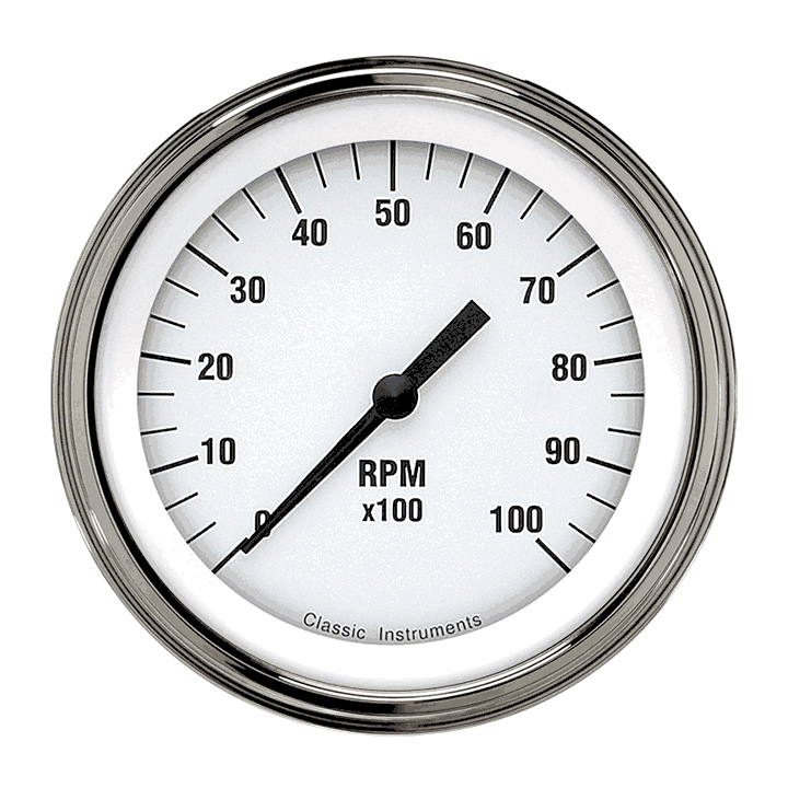 Classic Instruments White Hot 3-3/8" Tachometer Gauge - WH10SLF