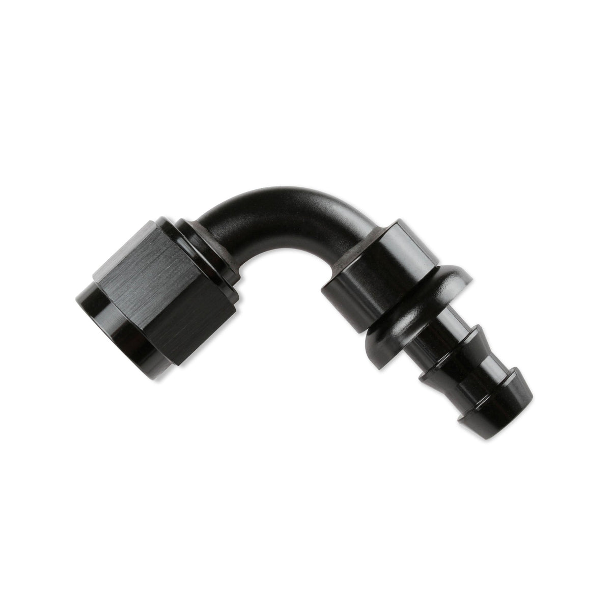 Mr. Gasket -10 AN 90 Degree Push-On Hose Ends - Black - 209010-BL