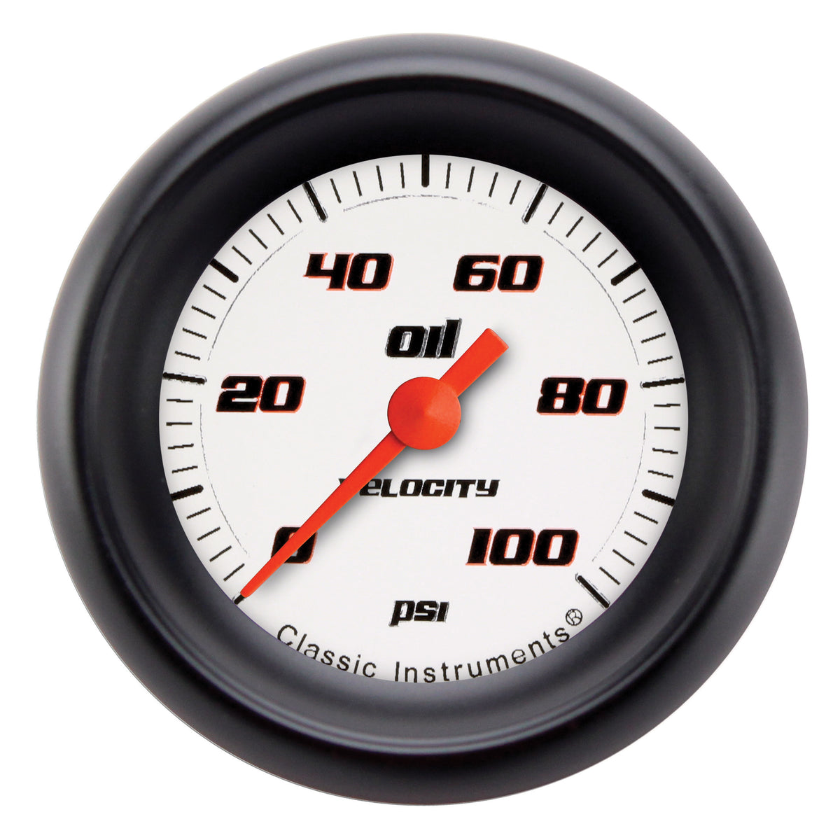 Classic Instruments Velocity White 2-1/8"  Oil Pressure Gauge (100 PSI) - VS181WBPF