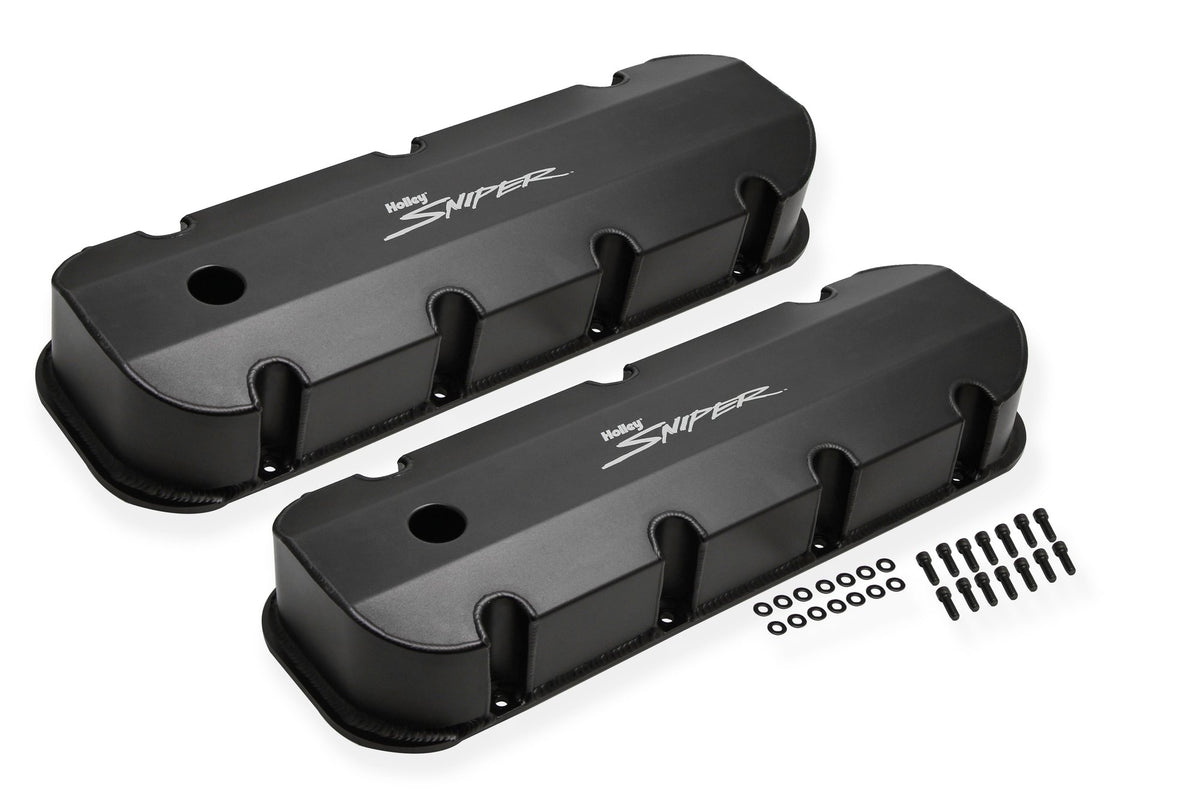Holley Sniper Valve Cover - Fabricated Aluminum - BBC - Tall - Black - 890004B
