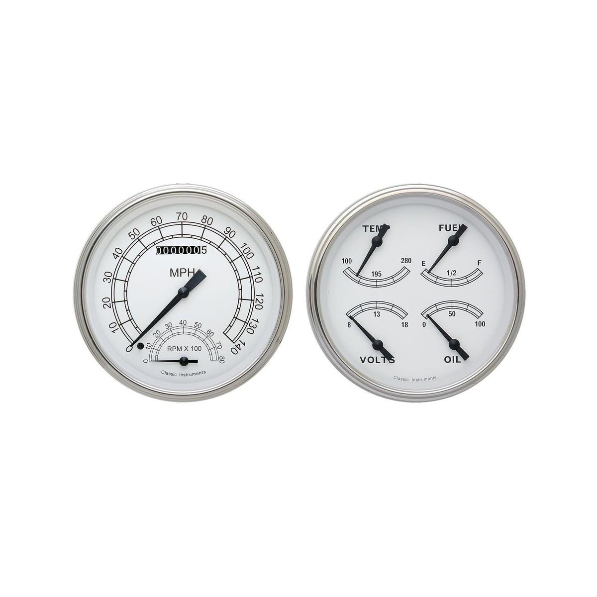 Classic Instruments Classic White 5" Speedtach & Quad-GM - CW62SLC
