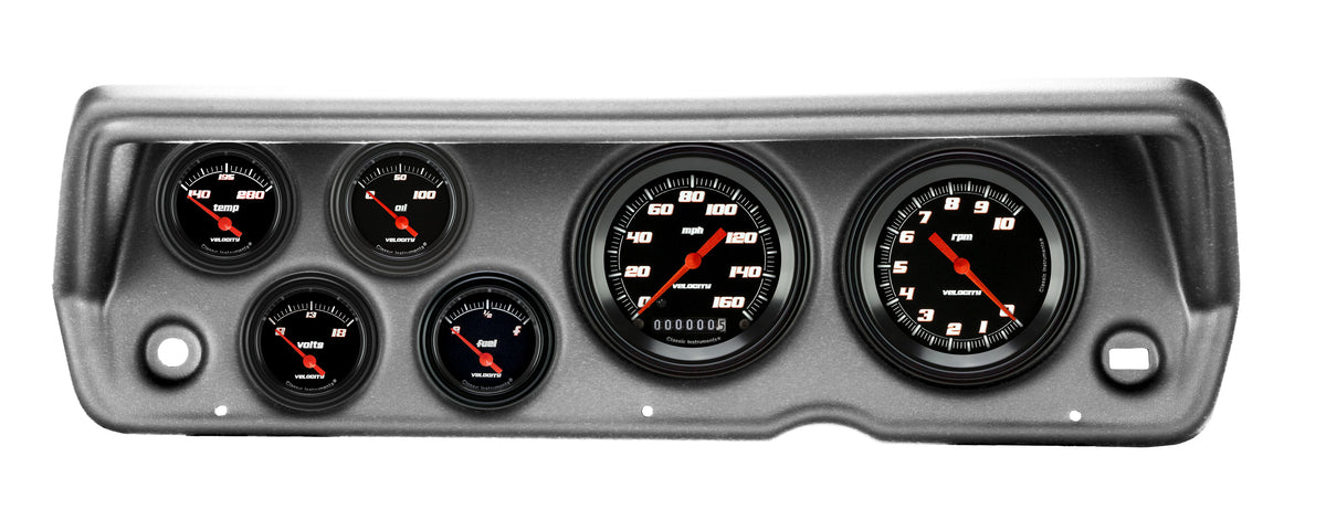 Classic Instruments 1970-76 Duster Velocity Black Six Gauge Set Mopar - CDDU70VSB01BA