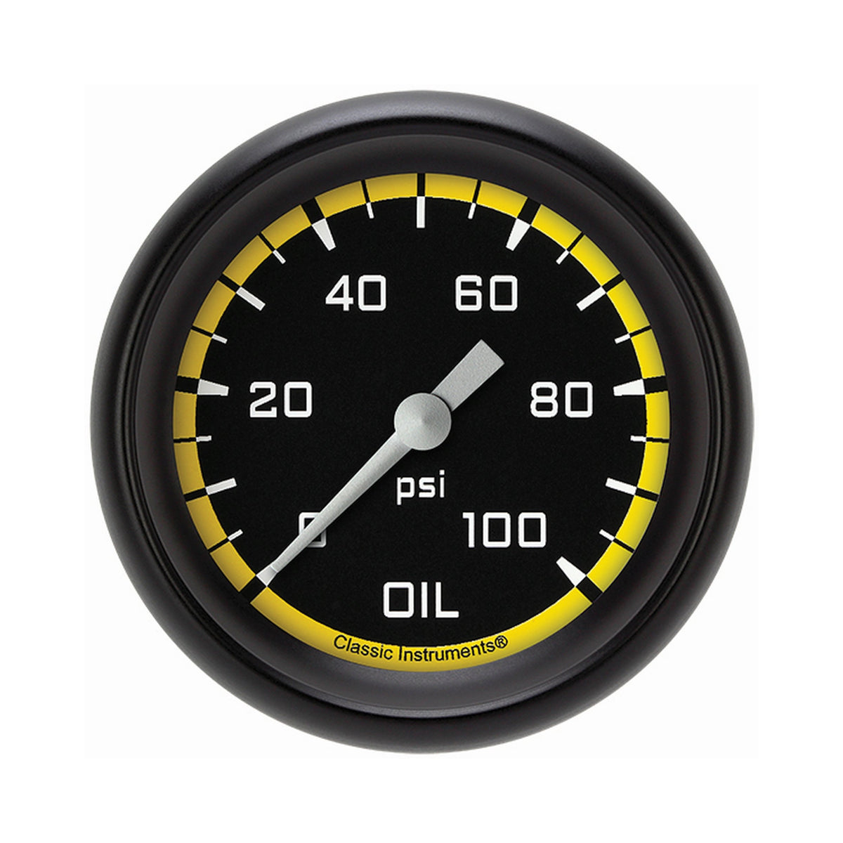 Classic Instruments Autocross Yellow 2-5/8" Oil Pressure Gauge - AX381YBPF