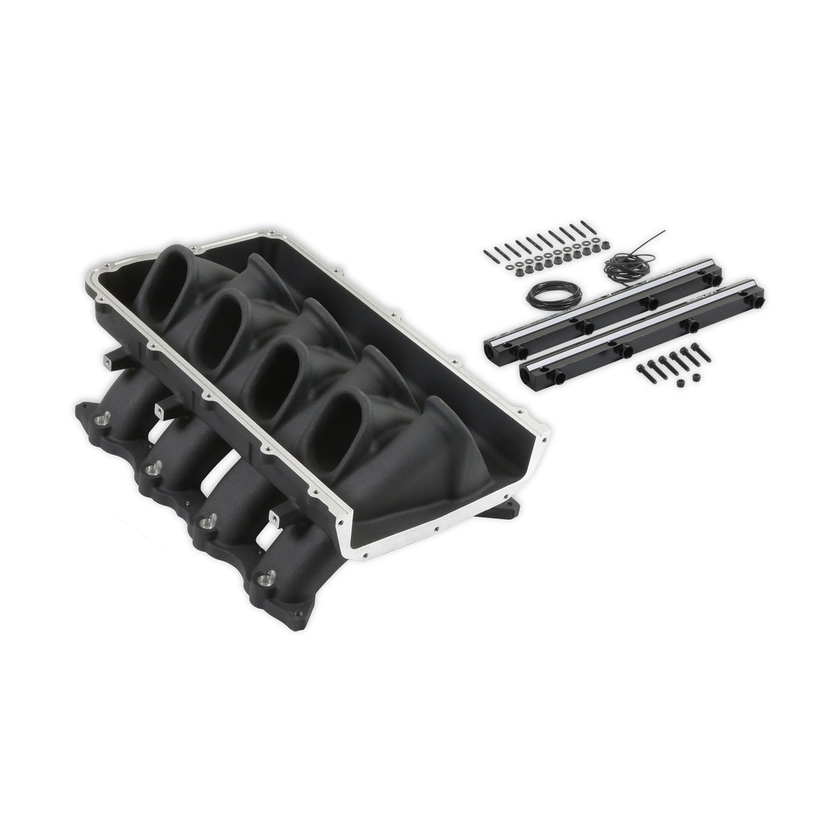 Holley EFI ULTRA LO-RAM BASE, FORD COYOTE FRONT FEED BLACK - 300-921BK