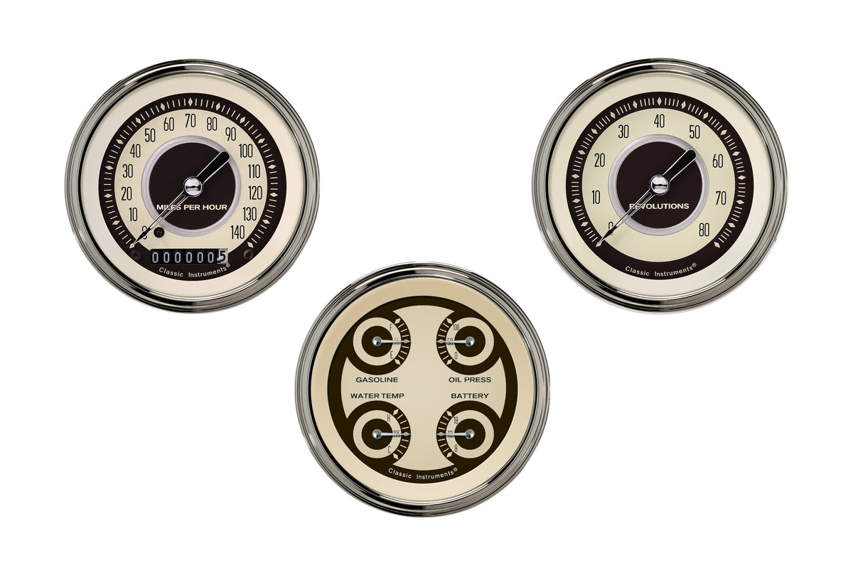 Classic Instruments Nostalgia VT 3" Speedo/Quad/Tach-GM - NT03SLC