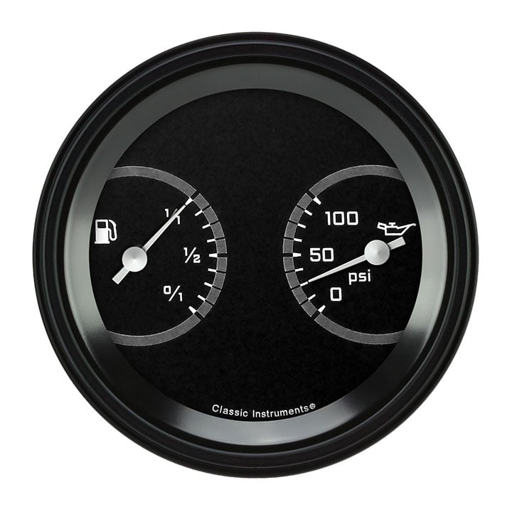 Classic Instruments AutoCross Gray 3-3/8" Fuel & Oil Dual - AX72GBLF
