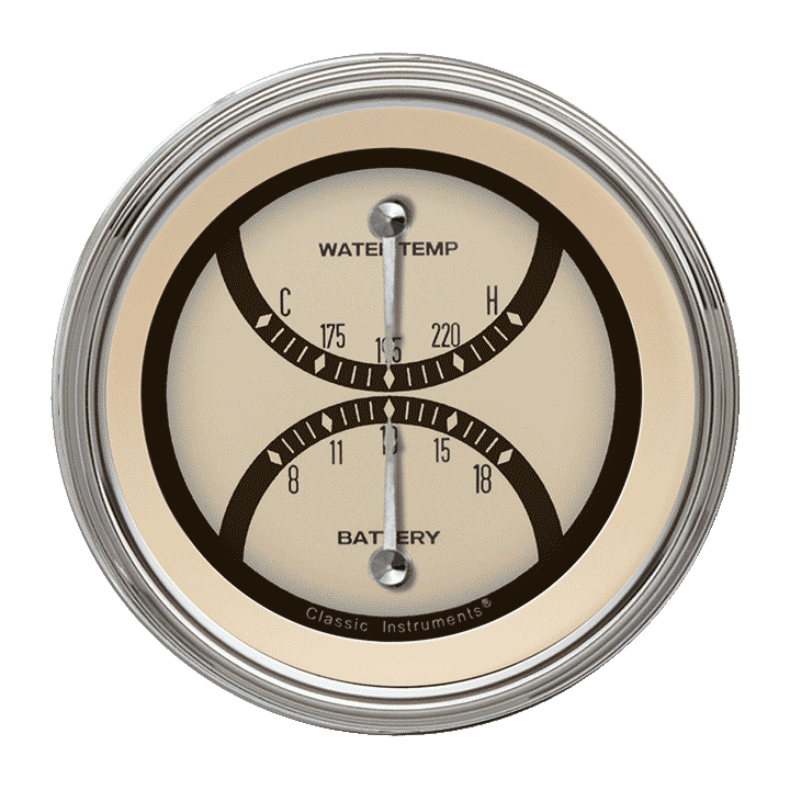 Classic Instruments Nostalgia VT 3" Dual - Temperature & Volt Gauge - NT74SLC