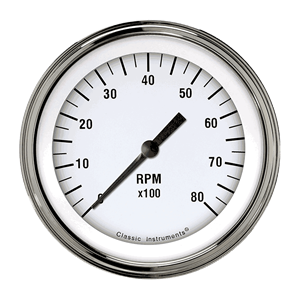 Classic Instruments White Hot 3" Tachometer Gauge (8000 RPM) - WH80BLF