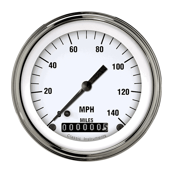 Classic Instruments White Hot 3" Speedometer Gauge (140 MPH) - WH55SLC