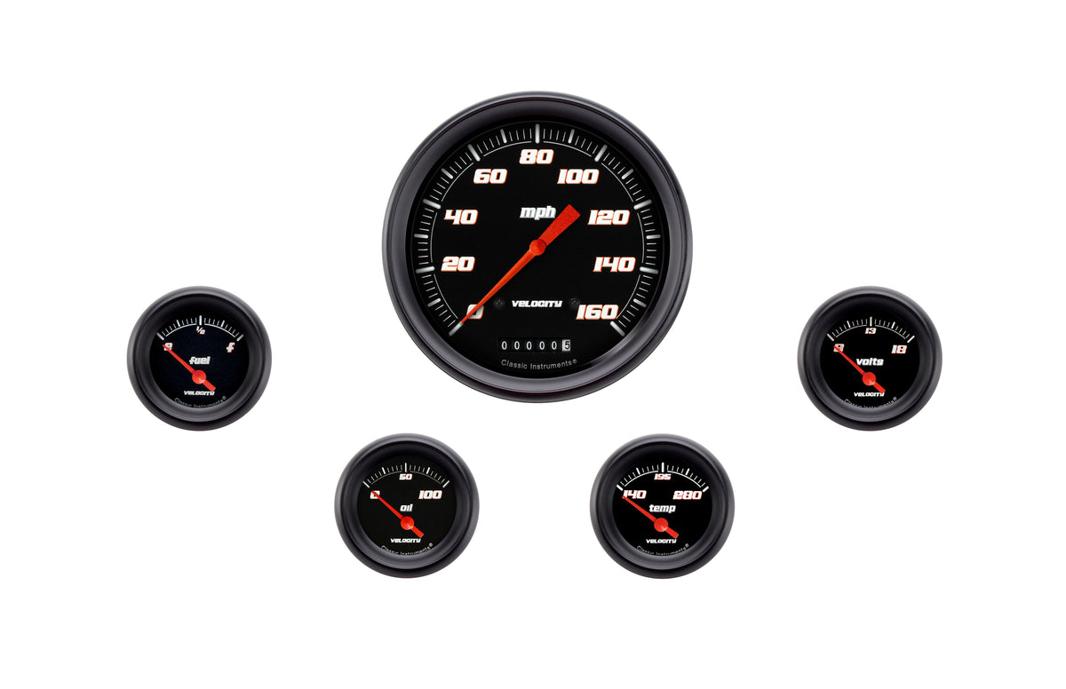 Classic Instruments Velocity Black Five Gauge Set - VS54BBPF