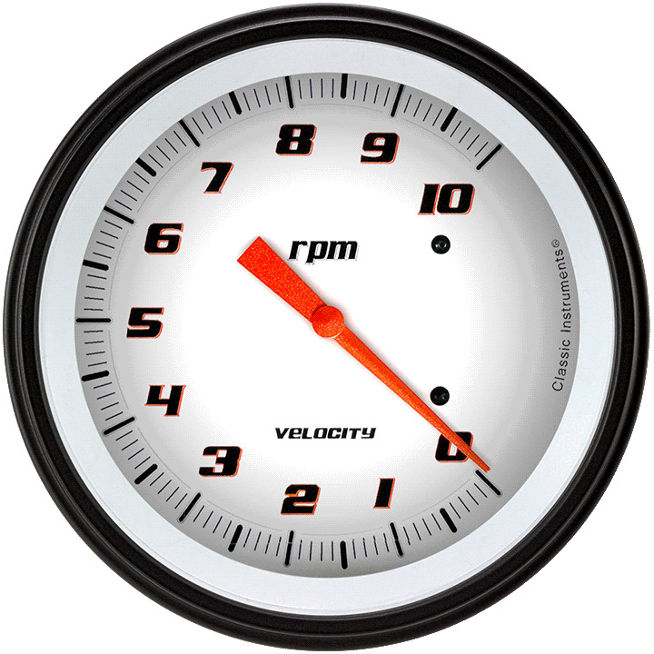 Classic Instruments Velocity White 4-5/8" Tachometer Gauge - VS71WBLF