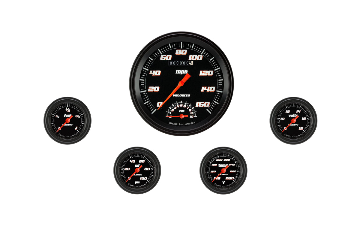 Classic Instruments Velocity Black Five Gauge Set - VS165BBLF