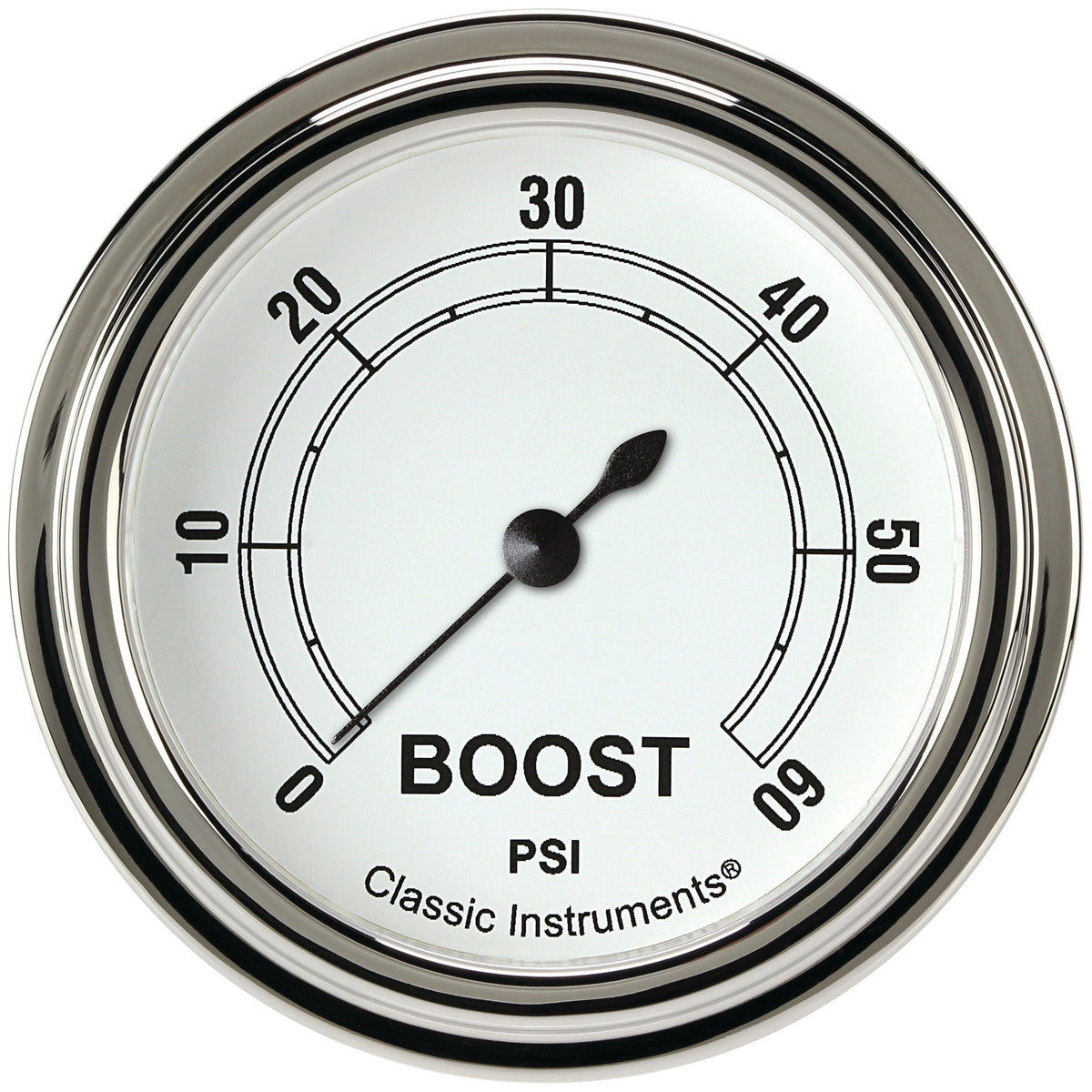 Classic Instruments Classic White 2-5/8" Boost Gauge (60 PSI) - CW343SLF