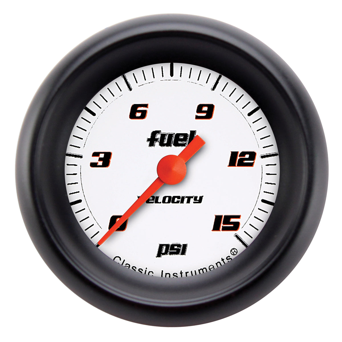 Classic Instruments Velocity White 2-1/8"  Fuel Pressure Electric Gauge (15 PSI) - VS145WBPF