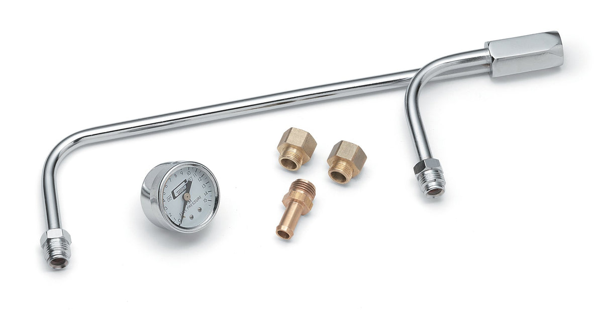 Mr. Gasket Chrome Fuel Line with Gauge - 1576