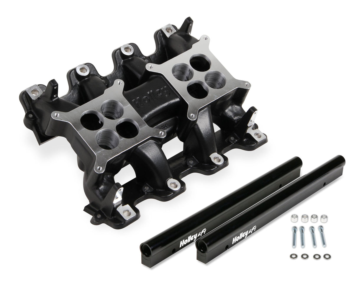 Holley EFI Holley LS EFI Manifold - 2x4 Dual Plane - Black GM LS1/LS2/LS6 - 300-121BK