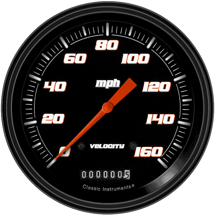 Classic Instruments Velocity Black 5" Speedometer Gauge (160 MPH) - VS56BBLC