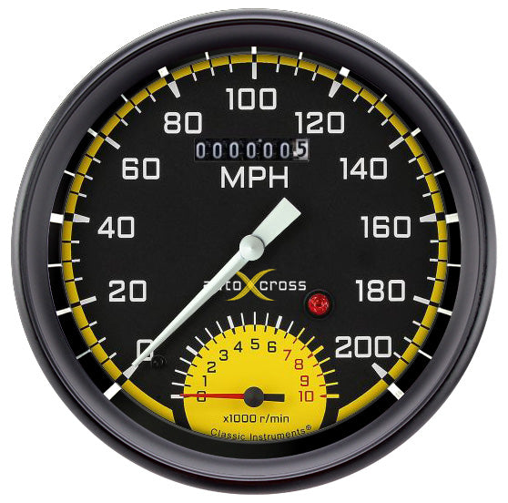 Classic Instruments Autocross Yellow 5" Inch Speedtachular Gauge - AX50YBPF