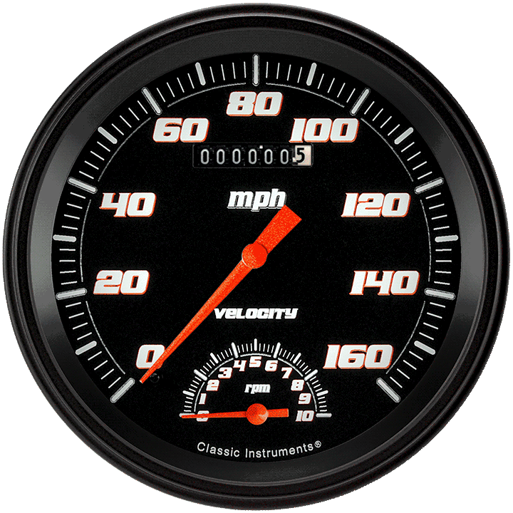 Classic Instruments Velocity Black 5" Speedtachular Speedometer Gauge - VS50BBLC