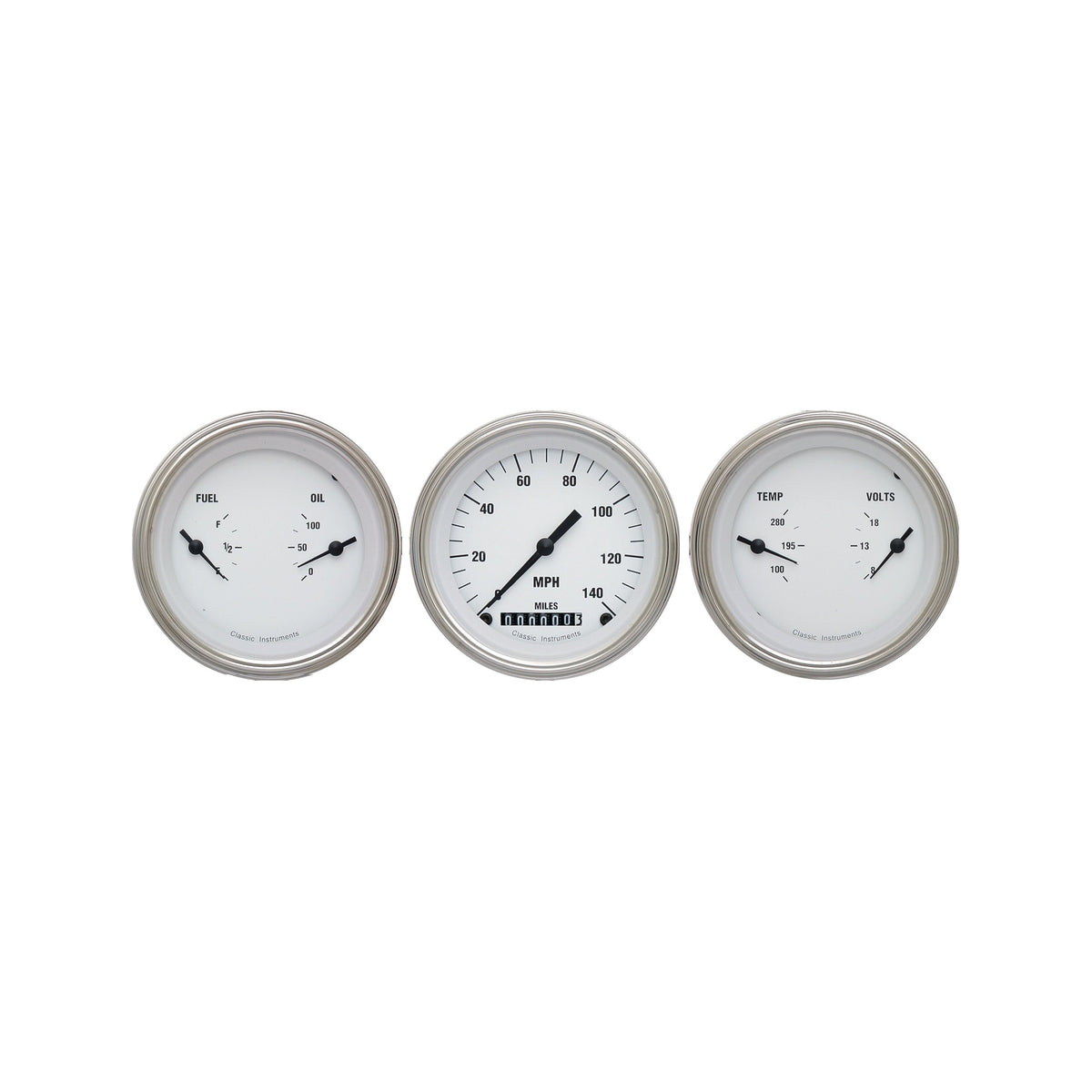 Classic Instruments White Hot 3" Speedo/2 Duals-GM - WH04SLC