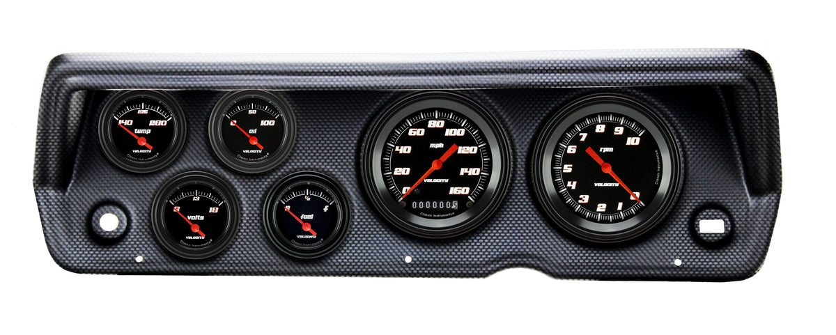 Classic Instruments 1970-76 Duster Velocity Black Six Gauge Set Mopar - CDDU70VSB01CF