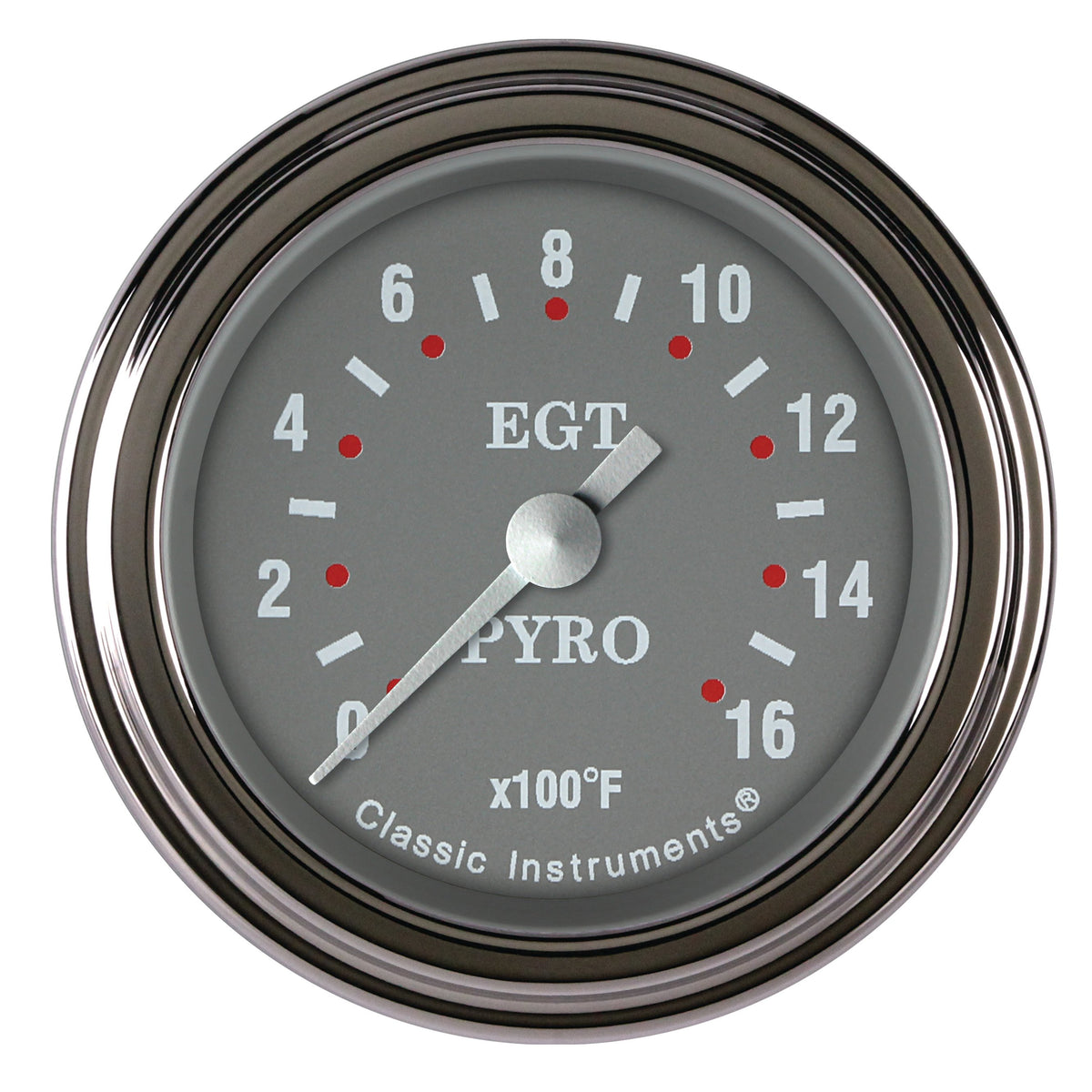 Classic Instruments Silver Gray 2-1/8" Exhaust Gas Tempature Gauge - SG198SLF
