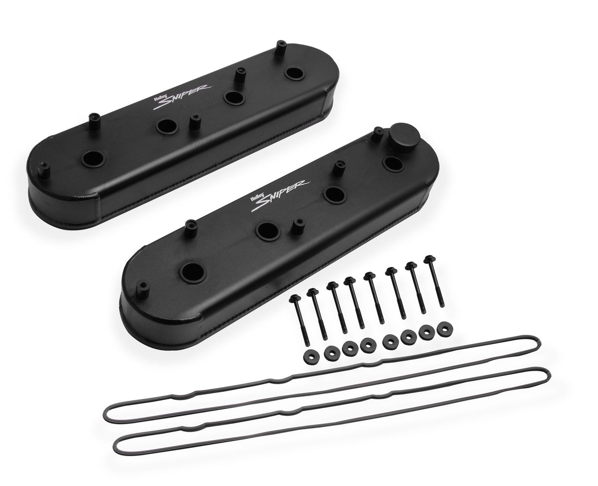 Holley Sniper Valve Cover - Fabricated Aluminum - GM LS Engines - Satin Black - 890014B