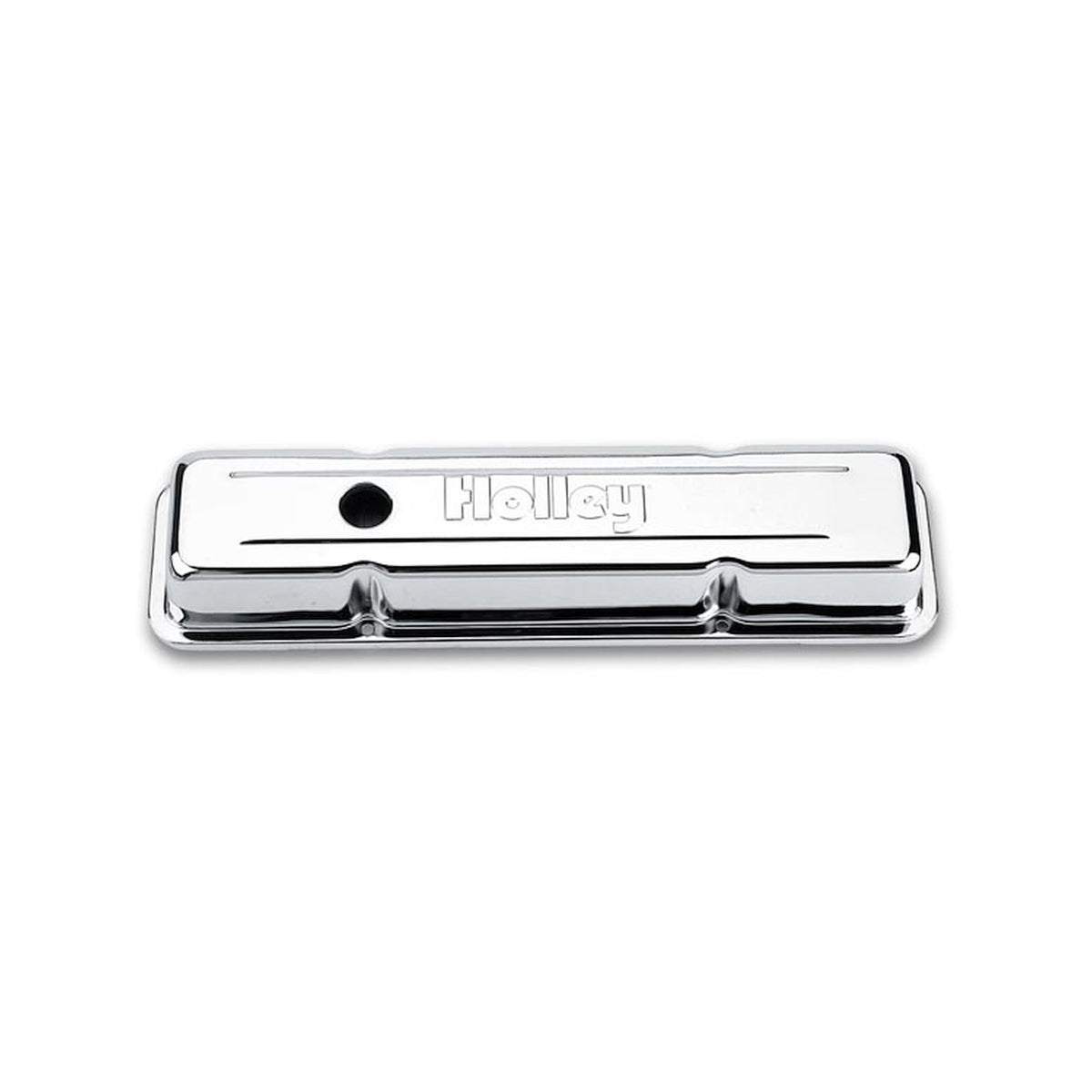 Holley Embossed Valve Cover - SBC - Stamped Steel - Chrome - 241-80