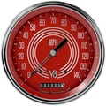 Classic Instruments V8 Red Steelie 5" Speedometer Gauge (140 MPH) - V8RS56SLF