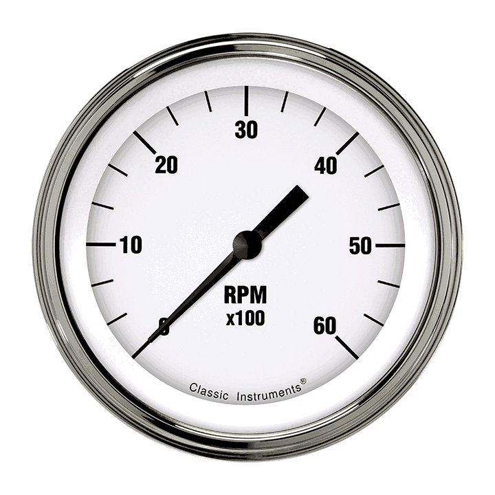 Classic Instruments White Hot 3-3/8" Tachometer Gauge - WH60SLF