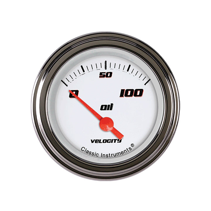 Classic Instruments Velocity White 2-1/8" Oil Pressure / (100 PSI) - VS81WSLF
