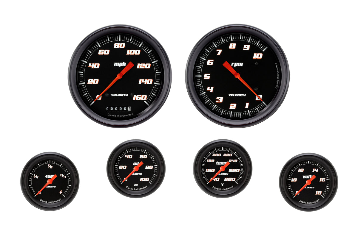 Classic Instruments Velocity Black 3" Ultimate Four Small Gauge Set - VS351BBPF