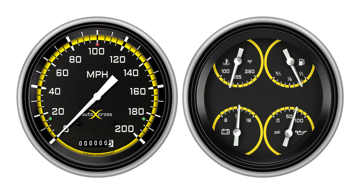 Classic Instruments AutoCross Yellow 1951-52 Chevy Car Package LS Sending Unit - CH51AXY52-LS