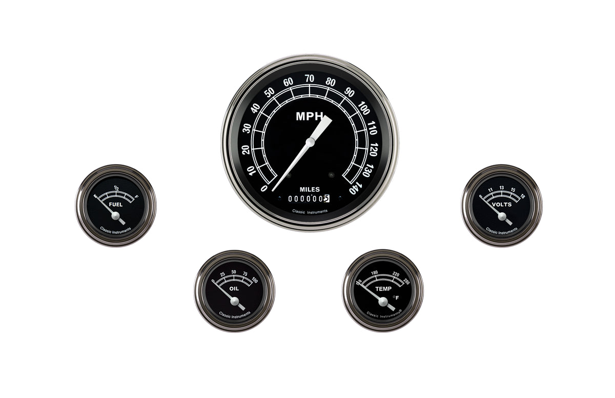 Classic Instruments Traditional 5" Speedometer With 2-1/8" Fuel/Oil/Temp/Volt GM - TR54SLC