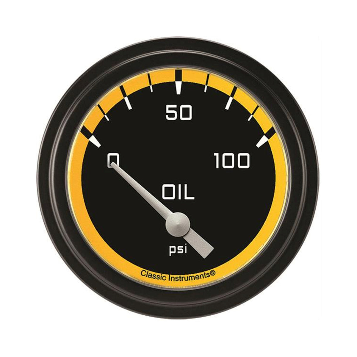 Classic Instruments Autocross Yellow 2-5/8" Oil Pressure Gauge - AX281YBLF