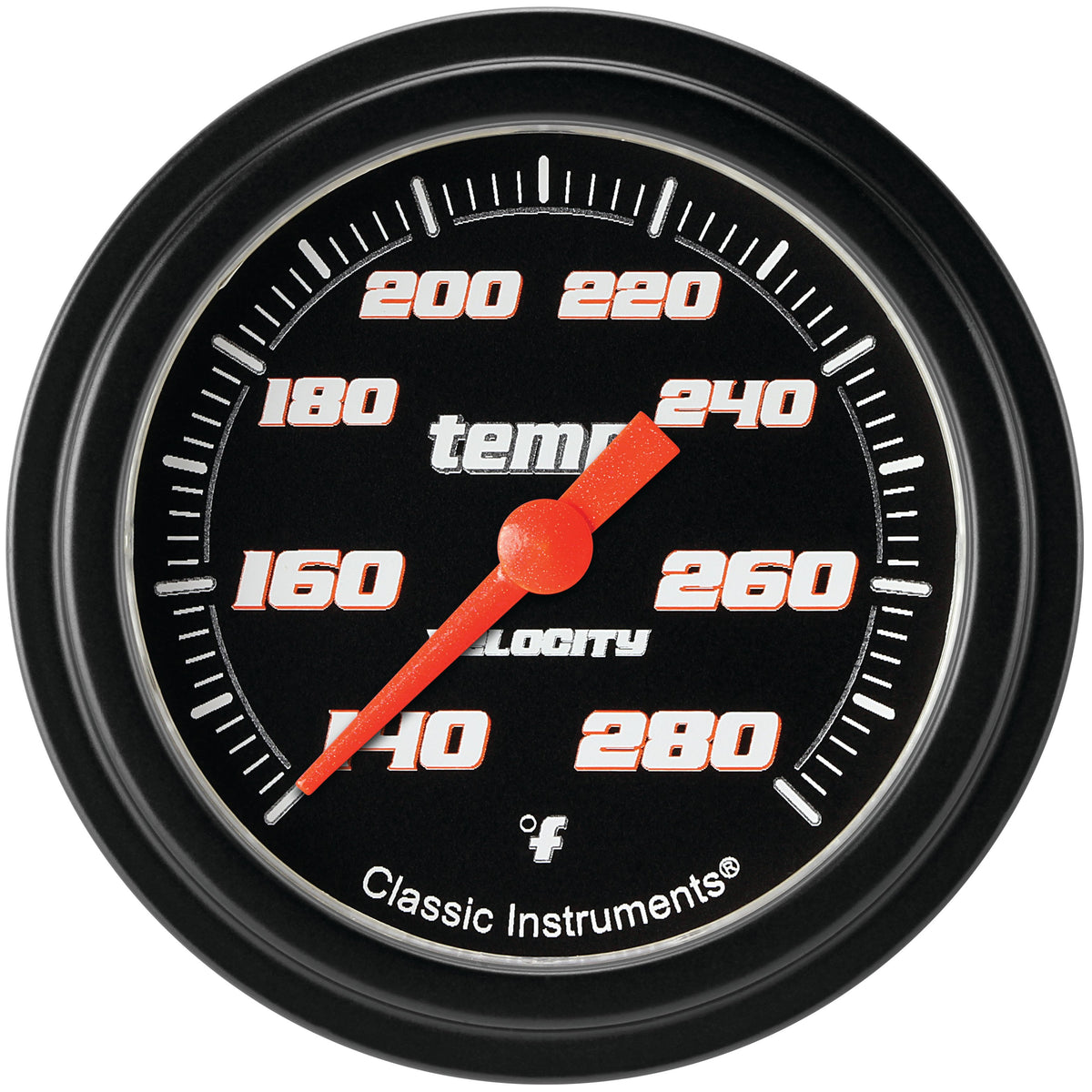 Classic Instruments Velocity Black 2-5/8" Full Sweep Water Temp Gauge - VS326BBLF-06