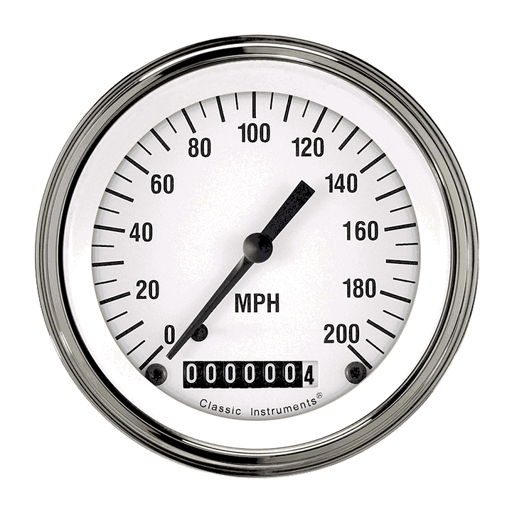 Classic Instruments White Hot 3-3/8" Speedometer Gauge - WH57SLF