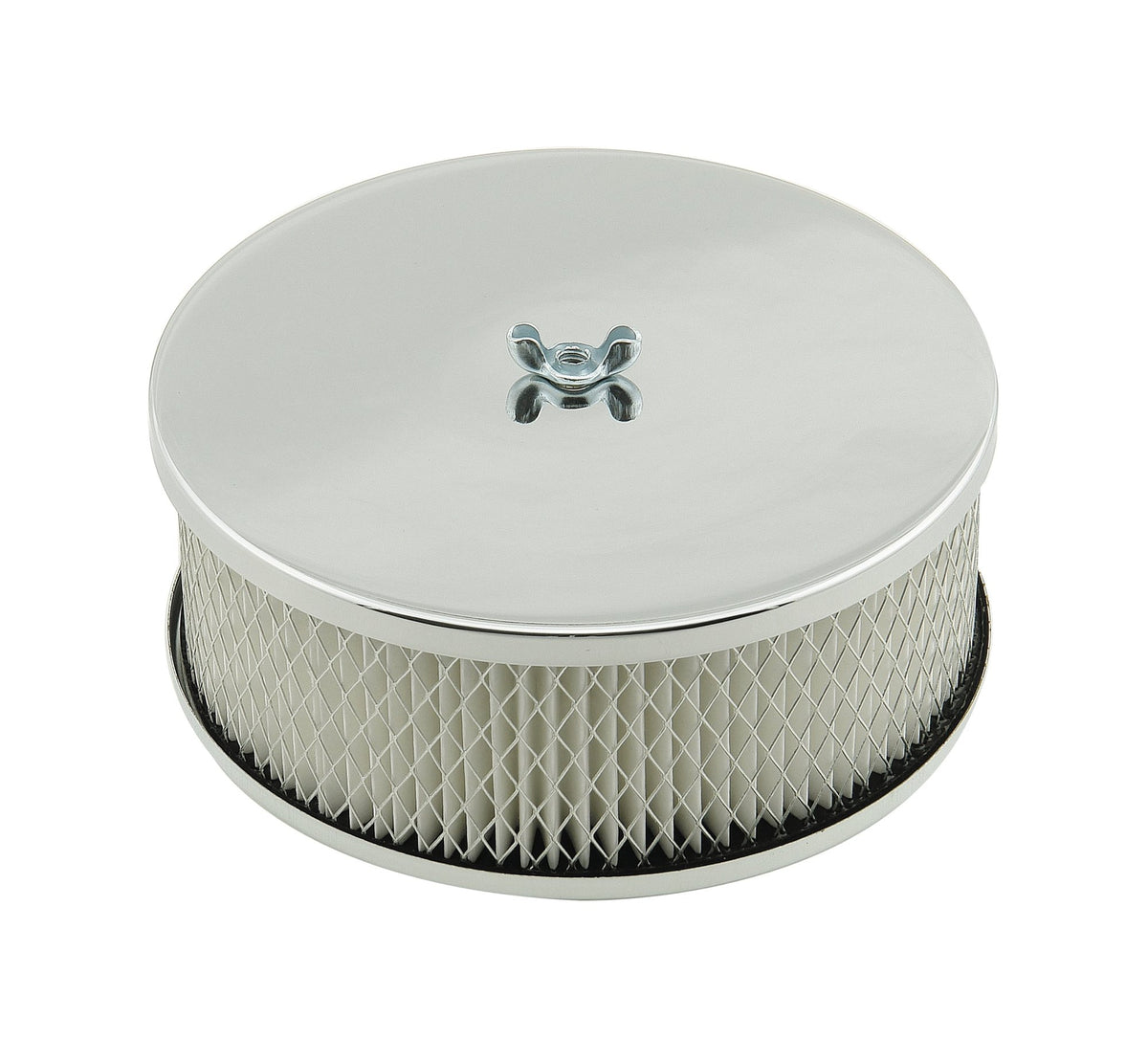 Mr. Gasket Air Cleaner - 6-1/2 Inch Diameter, 2-7/16 Inch Tall - Chrome - 1485