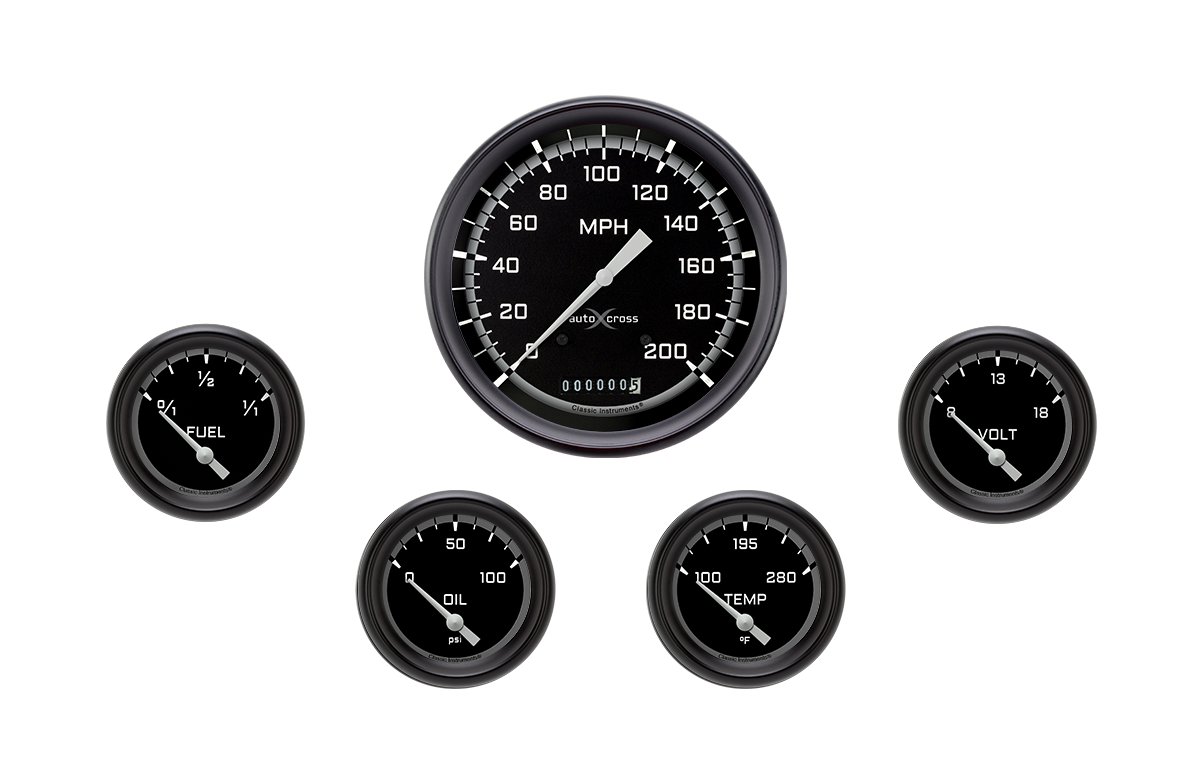 Classic Instruments AutoCross Gray Five Gauge Set - AX254GBPF