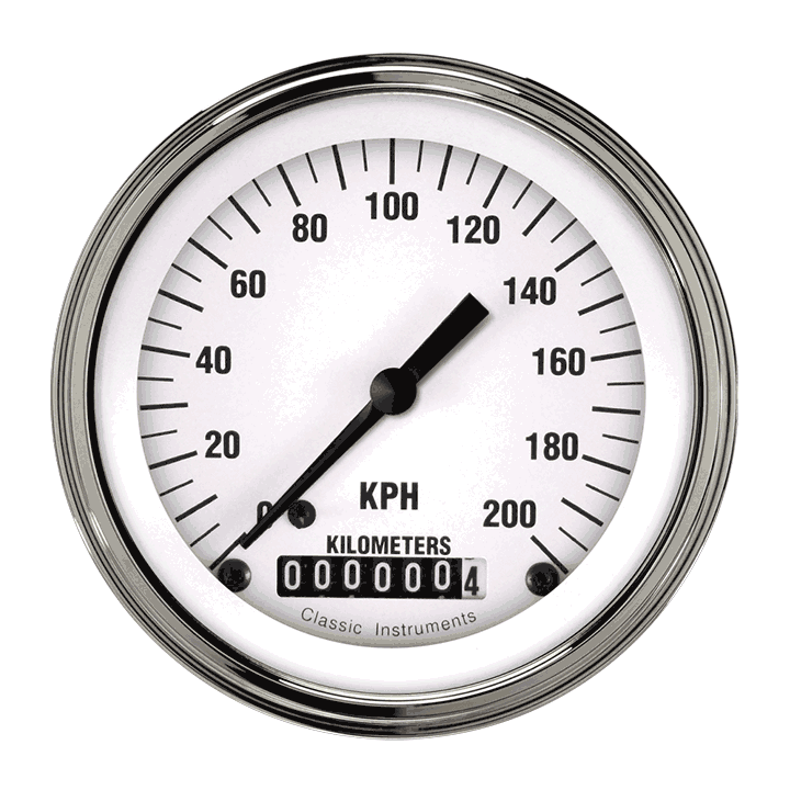 Classic Instruments White Hot 3" Speedometer Gauge (200 KPH) - WH59SLC